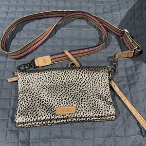 COPY - Consuela crossbody.  Gold with black spots and silver hardware.  Very ne…